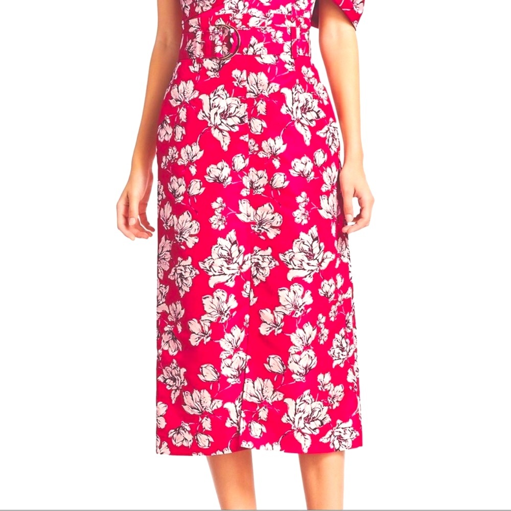 AMUR | ODINA Fuchsia High-Waisted Floral Long Skirt Sz 0